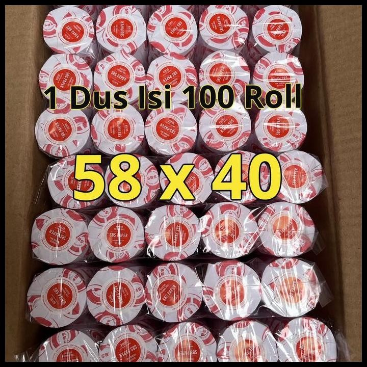 

Terlaris 1Dus ( Isi 100Roll) Kertas Kasir Thermal Paper Roll 58 X 40 / 58X40 Good Quality