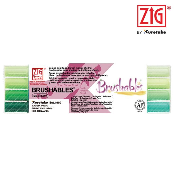 

ZIG Kuretake Memory System Brushables 4 Colors Set Green