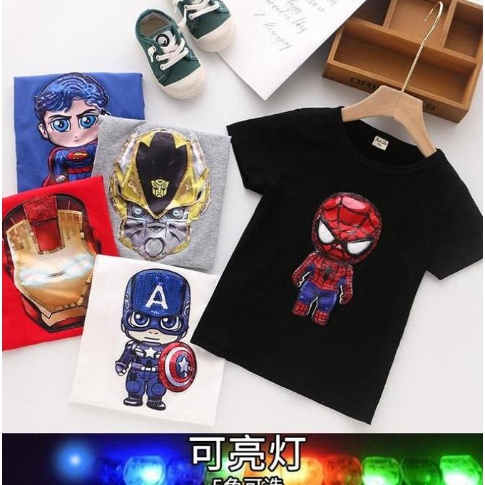 Tersedia Baju LED Anak Cowok Baju Lampu Menyala Laki Superhero Import