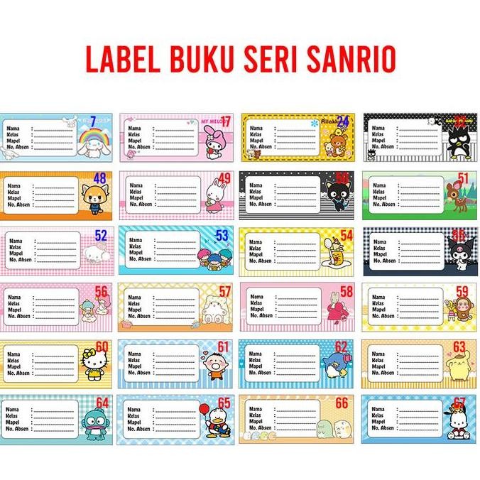 

#####] Label Book Seri Sanrio Sticker Nama Buku Jadwal Pelajaran Sekolah Anak