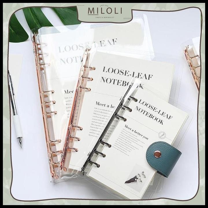 

Terlaris [Miloli] Elegant Binder A5 Binder A6 Transparan Binder With Clip Note Book Loose Leaf Rose Gold Binder - E0036 Good Quality