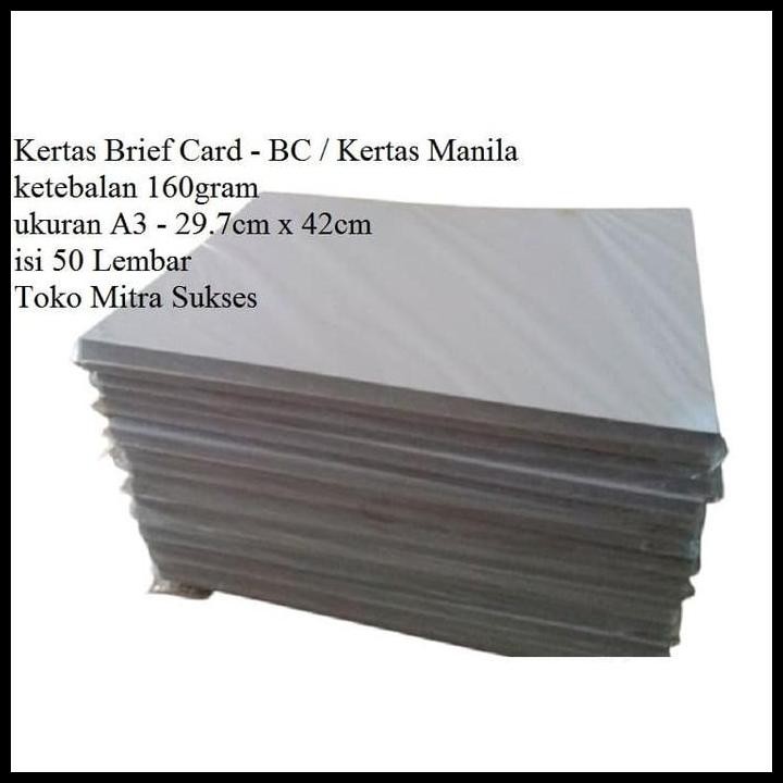 

Terlaris Kertas Brief Card - Bc - Kertas Manila 160Gram A3 Isi 50 Lembar Good Quality