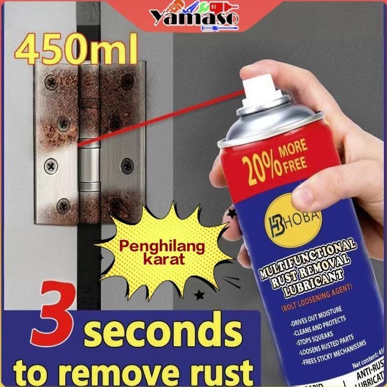 READY STOK 450ml Pelumas Penghilang Karat Pelumas Penghilang Karat untuk Logam Baja Pelumas Semprota