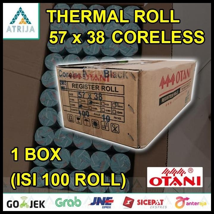 

Terlaris 1 Box (100) Coreless Kertas Thermal Struk Kasir Otani Black 57X38 Good Quality
