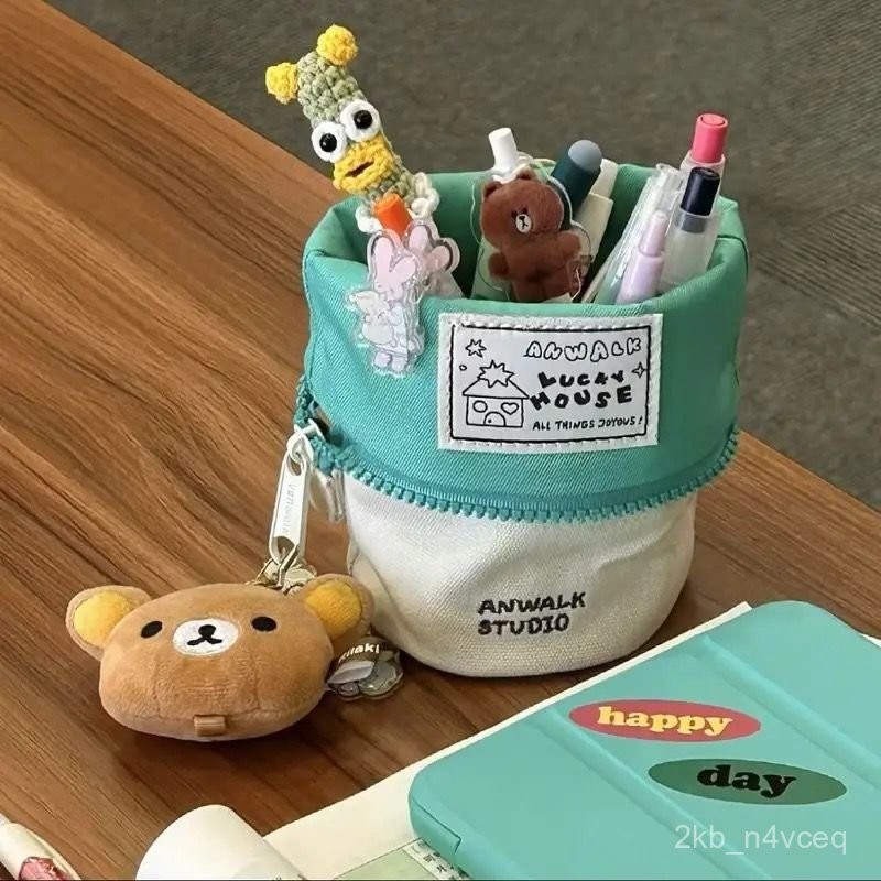 

Japanese Contrast Color Folding Pen Holder Good-looking ins Niche Stationery Storage Bag Student Large Capacity Portable Pencil Box H8SC