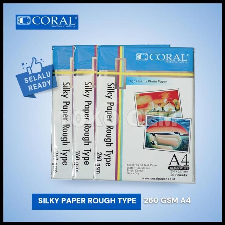 

Terlaris Kertas Photo Coral Silky A4-260 Gr (Pack=20 Sheet) Good Quality