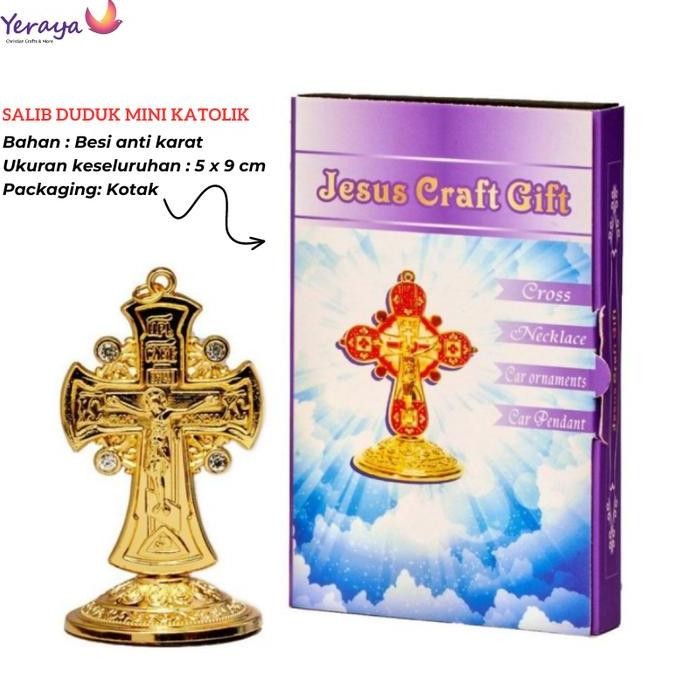 Ready stock] Salib Duduk Mini Katolik Pajangan Salib Dinding Gantung Rohani Korpus Yesus Souvenir Sa