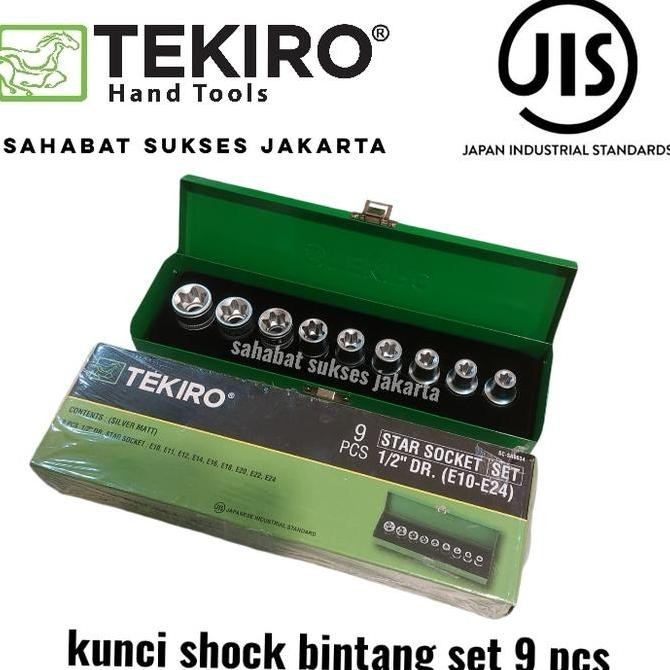 BERKUALITAS KUNCI SHOCK BINTANG TEKIRO SET 9 PCS 1/2" DR BOX BESI