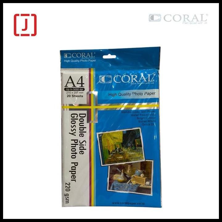 

Terlaris Kertas Photo Coral Glossy Double Side A4-220 Gr (Pack=20 Sheet) - Kertas Foto Camera Good Quality
