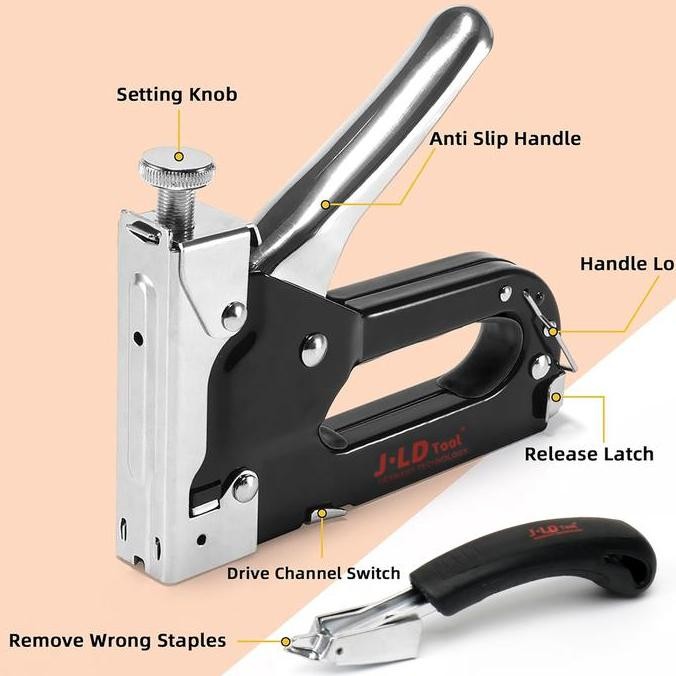 

BERKUALITAS JLD TOOL STAPLES GUN 3 IN 1 STAPLES TEMBAK HEAVY DUTY STAPLES UNTUK PEREKAT PAPAN KAYU JOK MOTOR