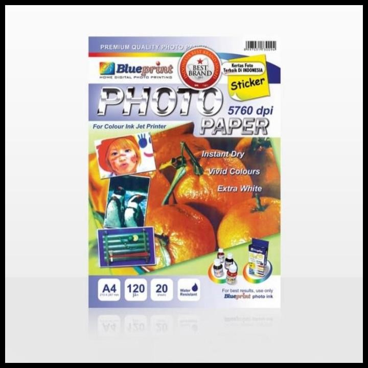 

Terlaris Kertas Foto Blueprint Sticker Glossy A4 120Gsm 20S Good Quality