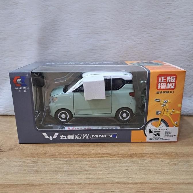 Diecast Metal Car Wuling EV dan Sepeda Miniatur Wuling Toy