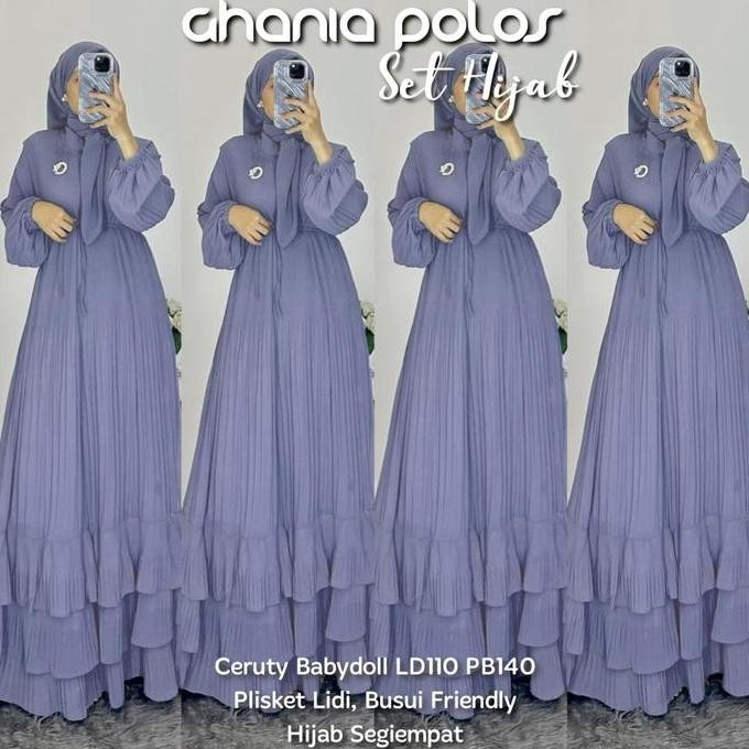 GHANIA POLOS SET HIJAB BAJU GAMIS WANITA MUSLIM FASHION PEREMPUAN DEWASA REMAJA CEWEK PUTRI IBU MODE