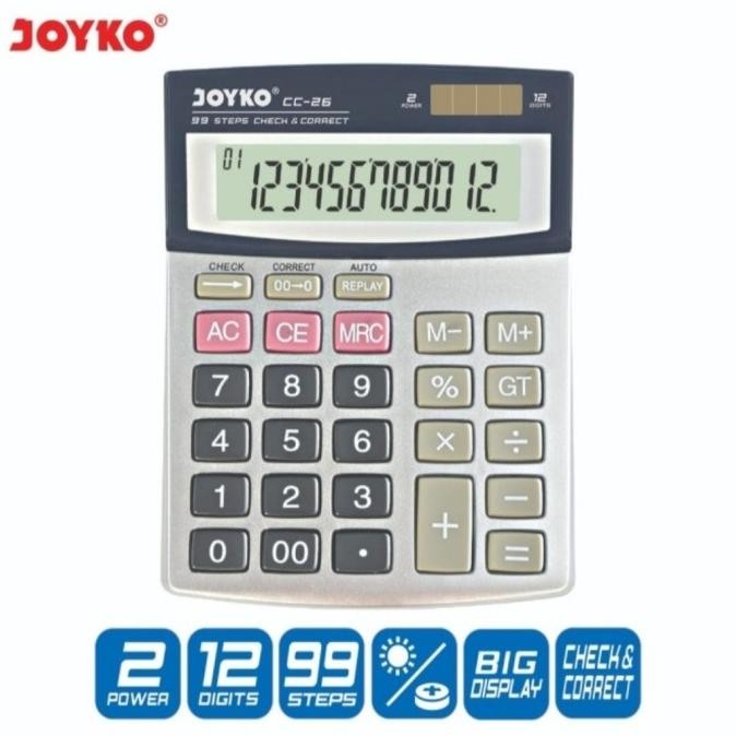 

Dfg-88 Evy-510 Gd-324 Joyko Cc-26 Check & Correct Calculator 12 Digit - Kalkulator Meja Cc26 Murah Murah Dfg-88