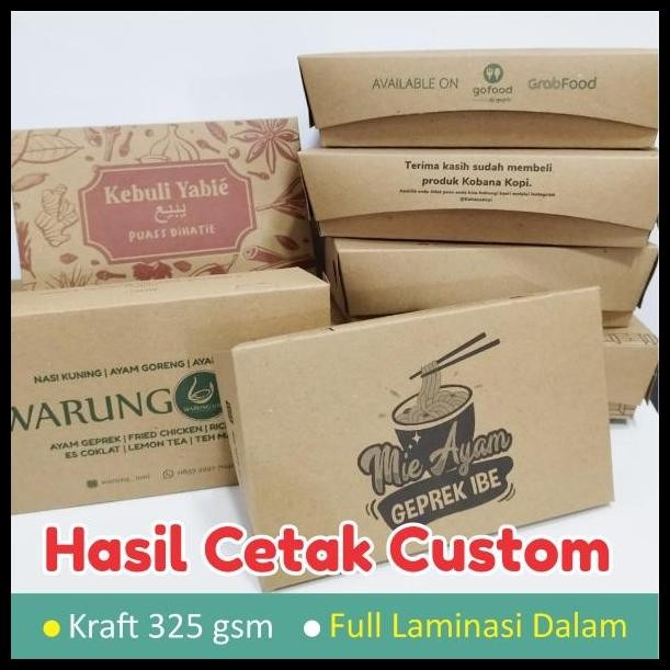 Terlaris Lunch Box Paper Cetak Custom / Print Cetak Sablon Lunch Box M & L Best Seller