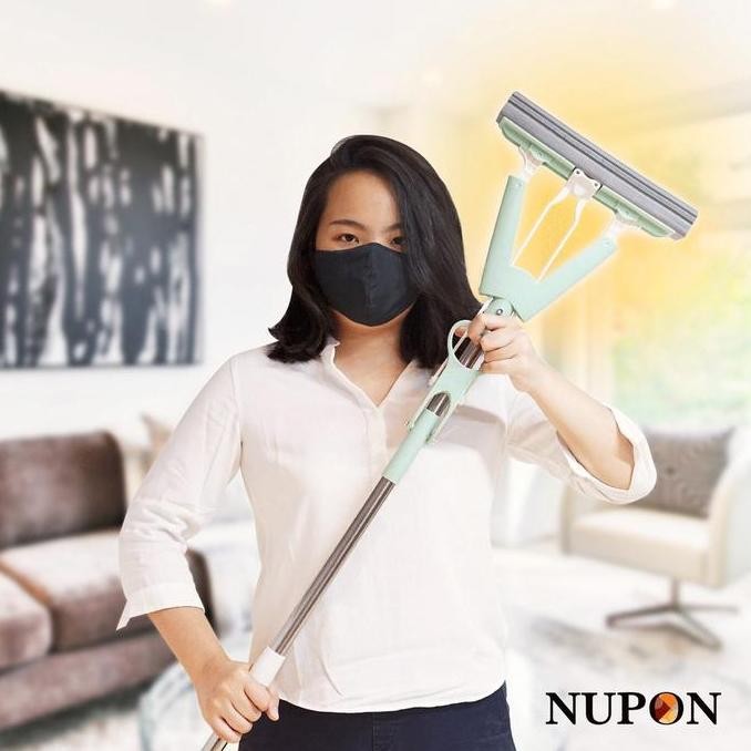 BEBAS ONGKIR - Alat Pel Tarik Fold Mop Stainless Steel NUPON FREE EXTRA 1 Sponge 2 Sponge dalam 1 Bo