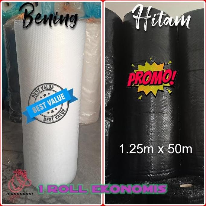 

ready Bubble Wrap Bening - Hitam 1 Roll FULL 1.25M x 50M Murah EKONOMIS Warp