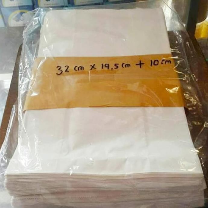 

ready paper bag besar - kantong kertas putih untuk roti, fried chicken dll