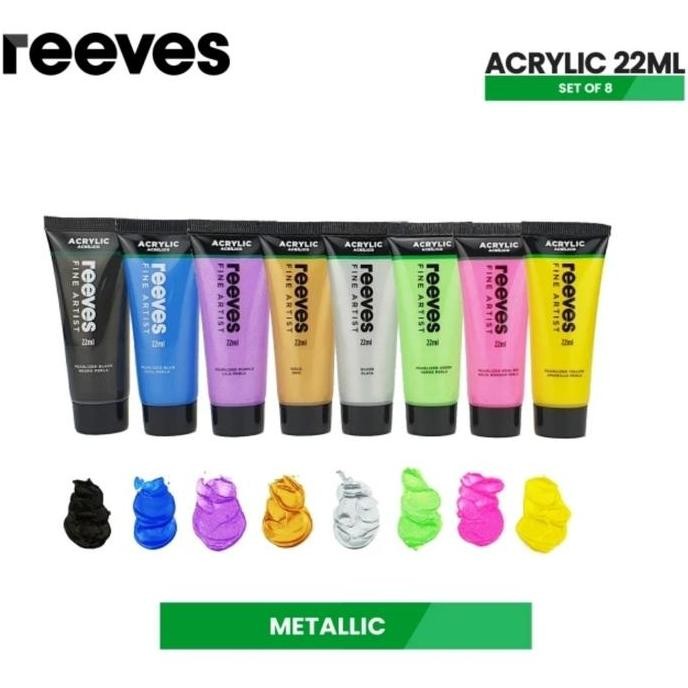 

ready !!! Reeves Acrylic Paint Set 8 x 22ml # Primary / Pastel / Metallic