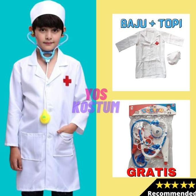 Tersedia Kostum Profesi Anak Dokter Kecil Import Baju Laki Laki Perempuan TK