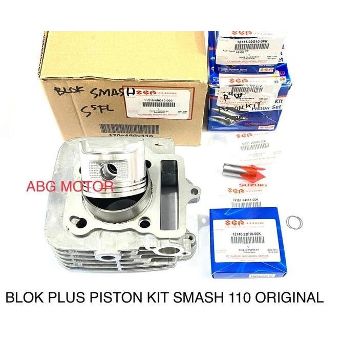 TERBARU - BLOK BLOCK KOMPLIT PLUS PISTON KIT SUZUKI SMASH 110 LAMA ORIGINAL ASLI