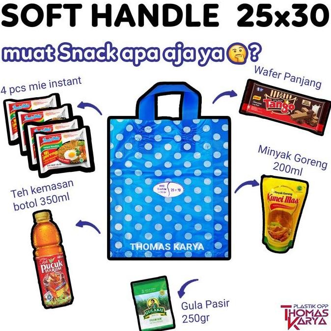 ready Kantong Plastik Hajatan 22x25 25x30 30x32 Motif BATIK POLKADOT isi 50 Tas Belanja Soft Handle 