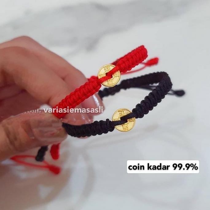 gelang tali tenun uang koin kuno HONGKONG HK 999 ORIGINAL