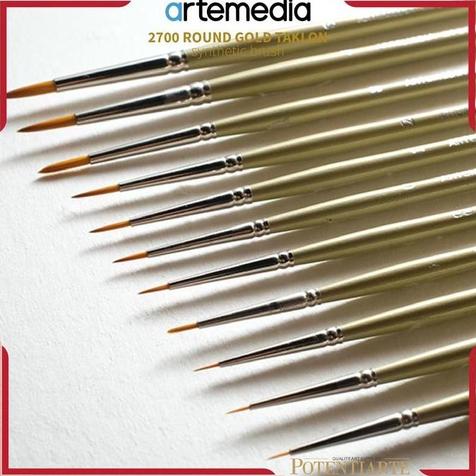 

ready !!! Kuas Lukis Artemedia 2700 Round Gold Taklon Synthetic Brush