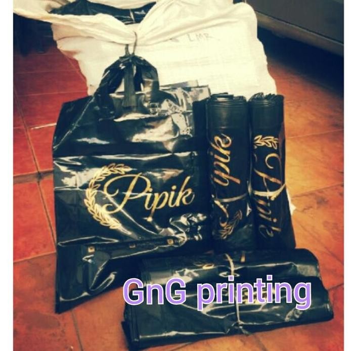 

ready Kantong Tas Plastik PE Packaging Custom Print Sablon Tali, Uk. 35x45