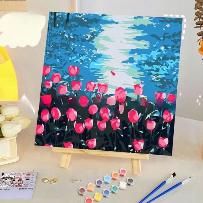 

ready !!! UQ Paket Melukis Paint By Numbers Kit Anak Kanvas Gambar Colouring Belajar Mewarnai STY7054