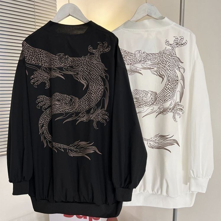 Jaket Pelindung Matahari Pria Gaya Cina Baru Cetakan Naga/Jaket/Seragam Bisbol