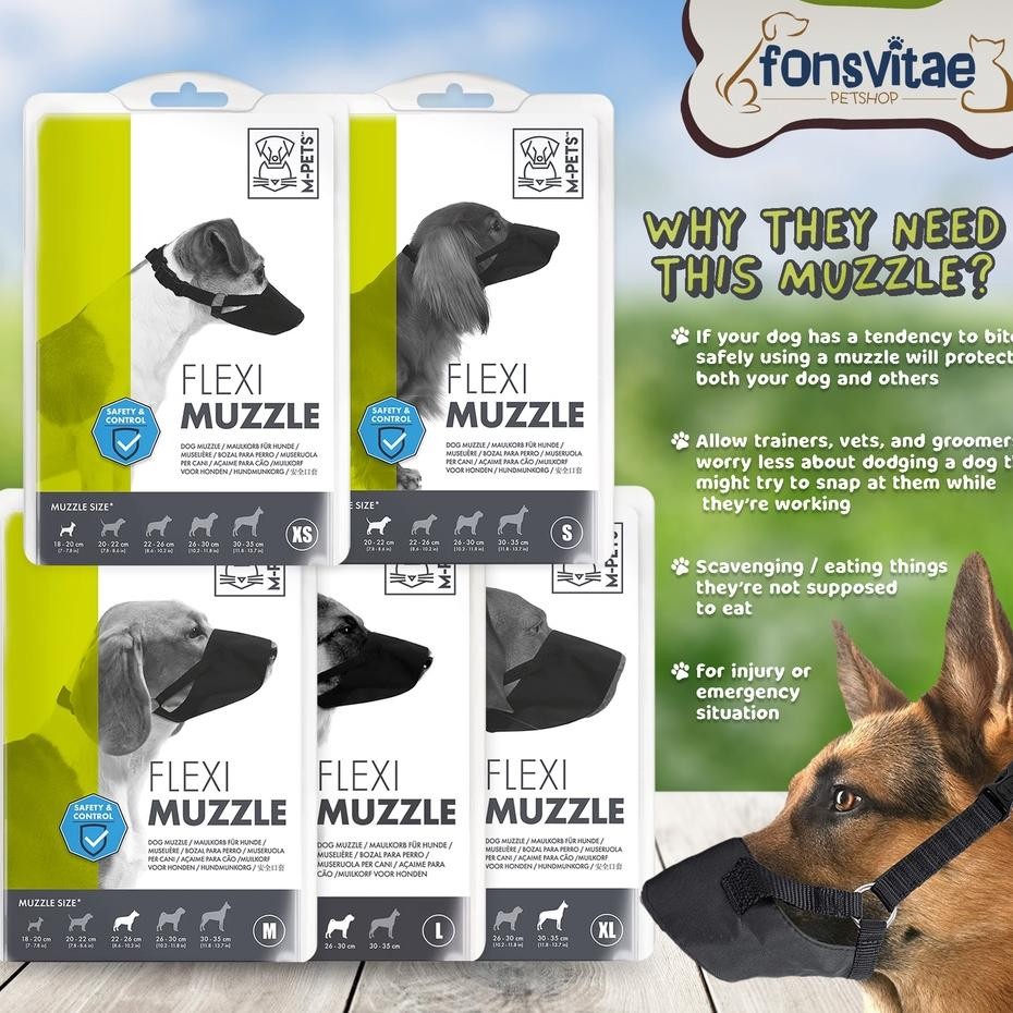 Mpets Flexi Muzzle Brongsong Mulut Anjing Penutup Mulut Anjing