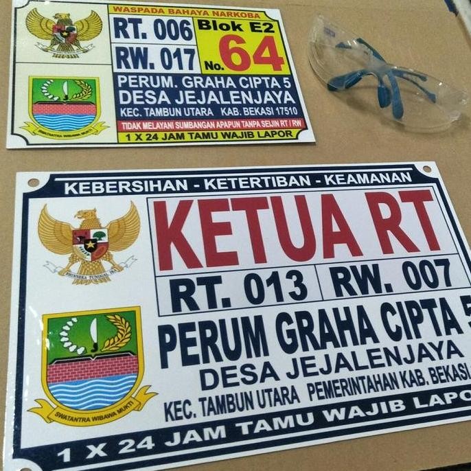 

PAPAN NAMA / PLANG / PLAT KETUA RT - RW - BENDAHARA -SEKERTARIS