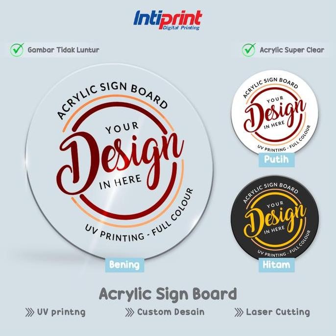 

Akrilik Merek Usaha I Sign Acrylic Lingkaran I Sign Board Akrilik Papan Nama Custom logo UV print | Plang Merk
