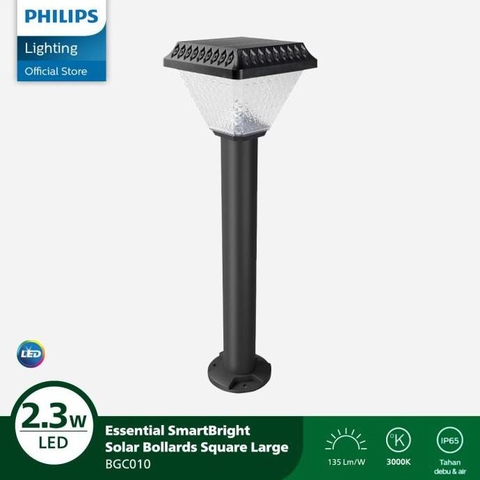 

Philips Lampu Taman Essential SmartBright Solar Bollards Square large