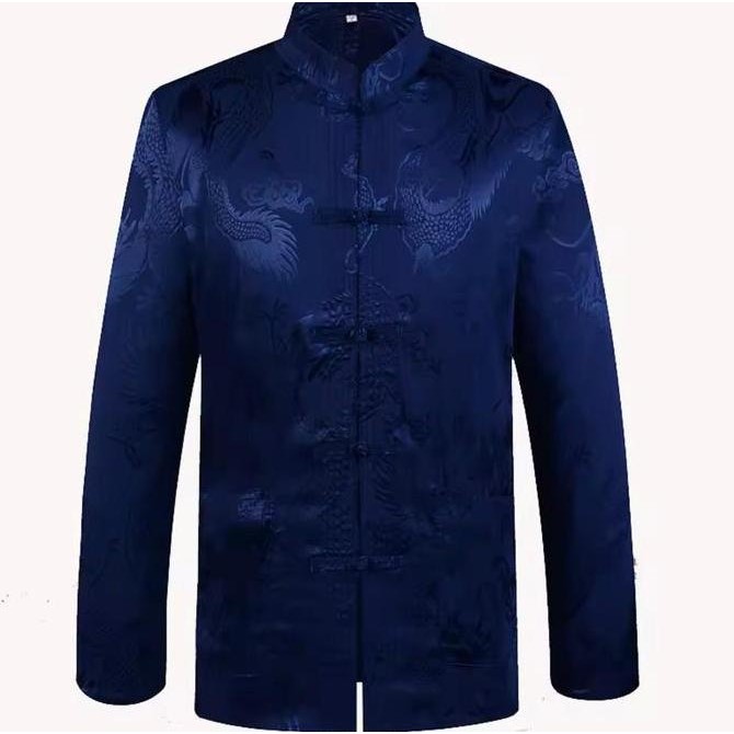 PROMO BAJU IMLEK CHEONGSAM PRIA LENGAN PANJANG MOTIF NAGA SATIN SUTERA IMPORT