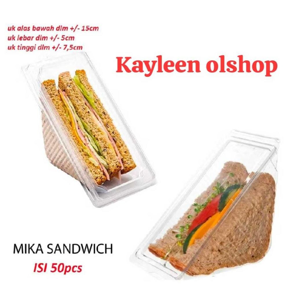 Ready [Isi50] Mika Sandwich Segitiga/ Tempat Tray Kotak Mika Sandwich / Mika Roti Lapis Roti Bakar S