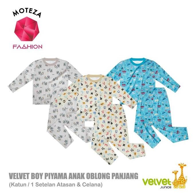 Tersedia Velvet Junior Dreamwear - Piyama Anak Laki Setelan Oblong Atasan Panjang Stelan Celana Panj