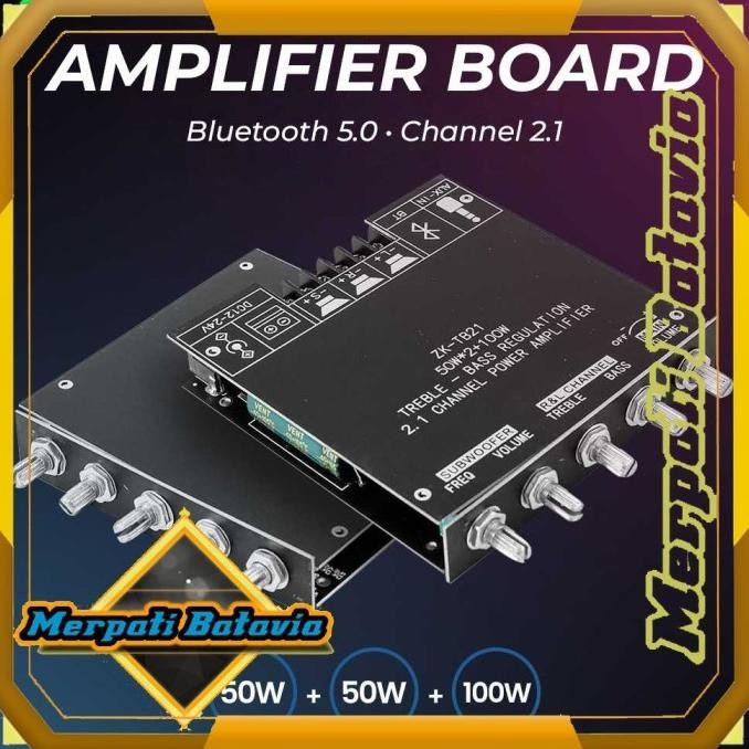 Wuzhi Audio Bluetooth Amplifier 2.1 Channel 50W X2 + Bass 100W Zk-Tb21 New Stok