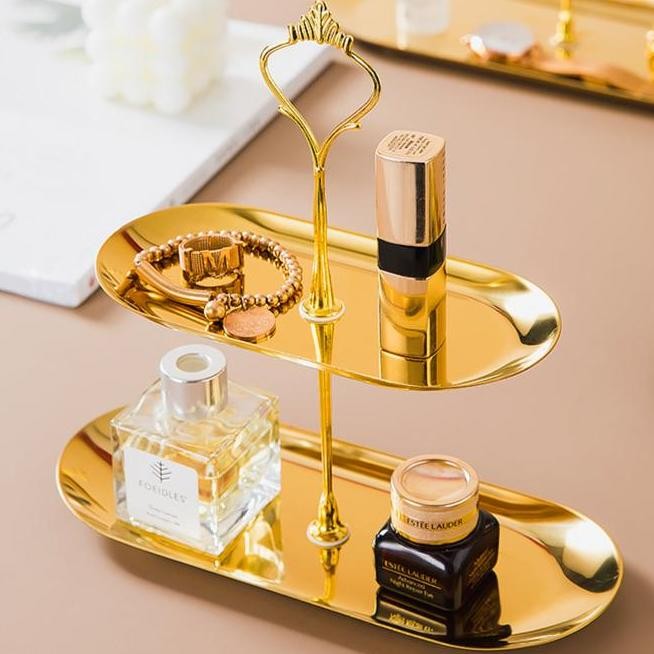 TERLARIS - Tempat Kue 2 Tier / 3 Tier / 4 Tier Stainless Steel Fruit Plate Cup Cake Display Rack Des