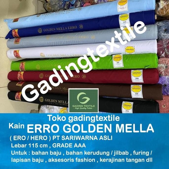 Tersedia ( per 1 roll ) kain ero erro hero golden mella katun sari warna sariwarna rollan lebar 115 