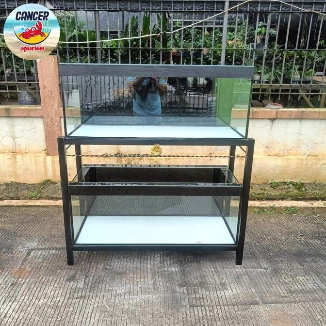 Aquarium 100X40X40 2 Set Dan Rak Hollo