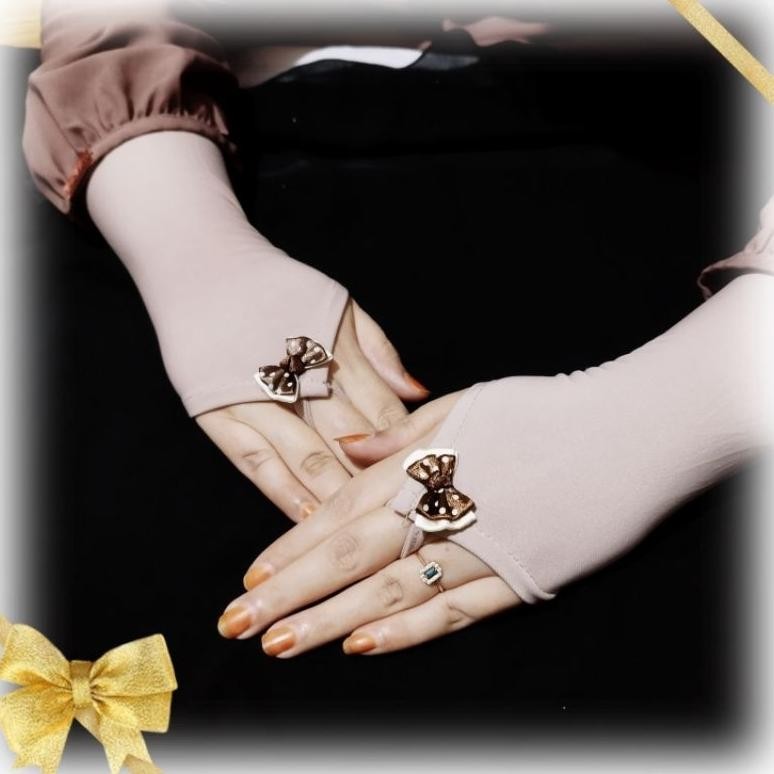 AsT Sarung Tangan Cincin Motif Pita Satin Premium/Sarung Tangan Cincin Muslimah