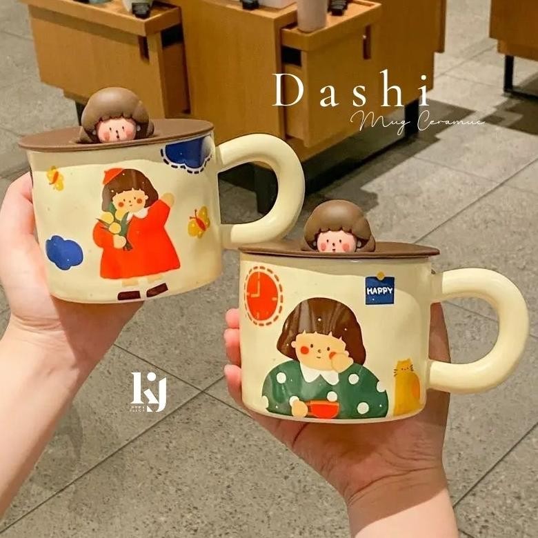 Terlaris Dashi Mug Ceramic / Cangkir Keramik Kopi Coffee Susu Milk Tutup Cangkir Estetik Korea Terba