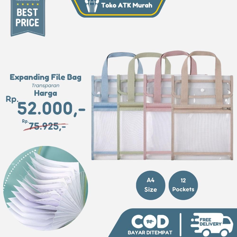 

Map Dokumen Expanding File School Bag 12 Pocket Tas Jinjing Transparan