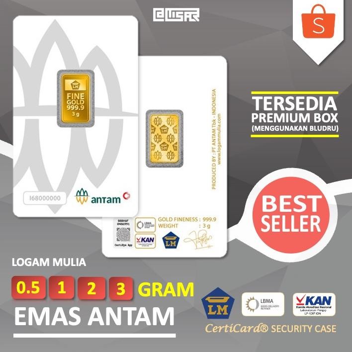 LM Logam Mulia Emas Antam 0.5 gr 1 gr 2 gr 3 gr gram Press Certieye Asli Original Kado Gift Hadiah A