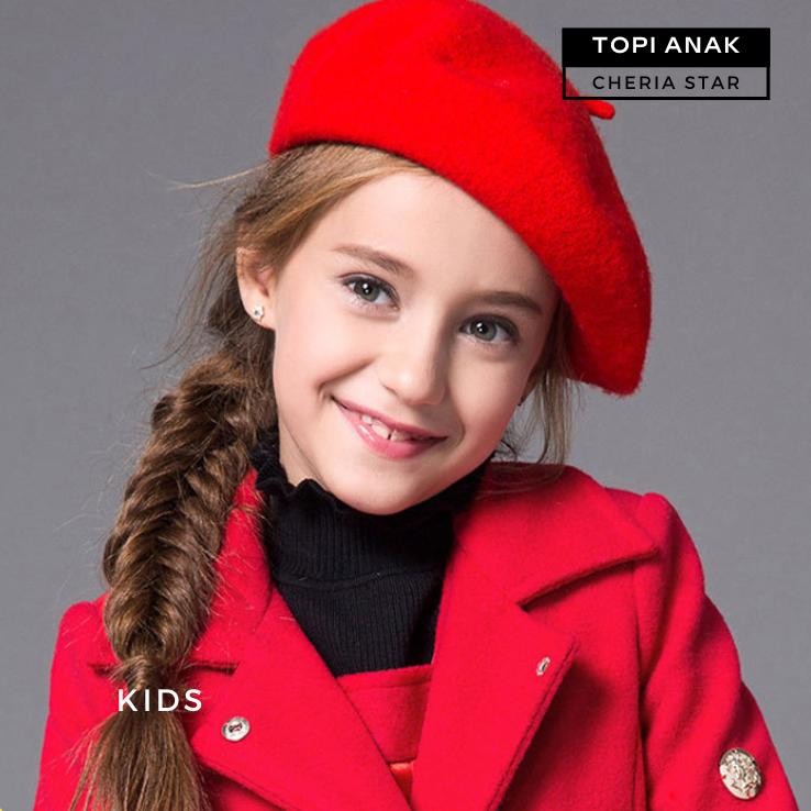5.5 Topi Baret Anak Perempuan Korea Kekinian Kupluk Beret Wol Fashion Cewek Kids Paris