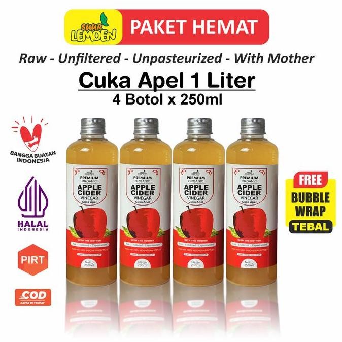 

Cuka Apel Organik 1 Liter Apple Cider Vinegar Premium With The Mother LA