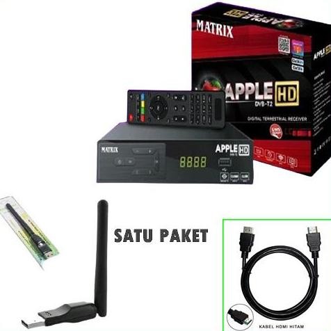 Set Top Box Dvbt2 Matrix Apple Hd Tv Digital Satu Paket Komplit+Dongle