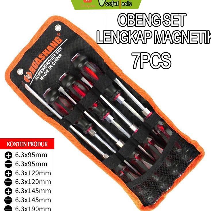 Usefultools 7Pcs Obeng Set Lengkap Magnetik Obeng Multifungsi Obeng Magnet Min Dan Plus Tip Magnetik